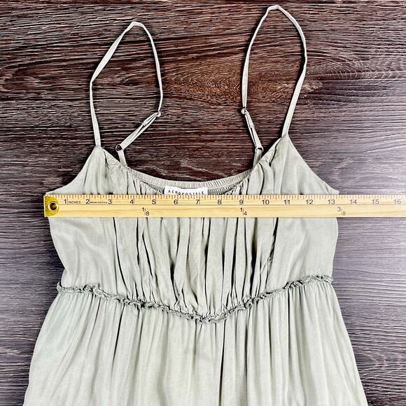 Aeropostale Babydoll Tiered Dress Small Green Spaghetti Strap Y2K Boho Festival - Picture 4 of 8